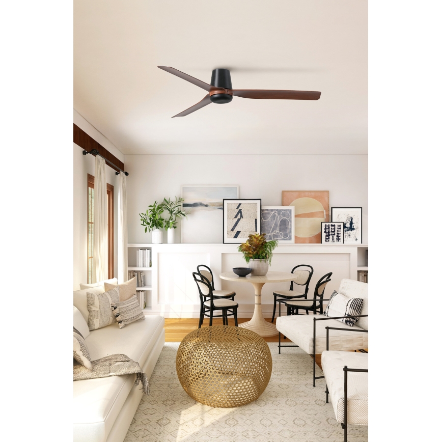 FARO 33831WT - Вентилатор за таван PUNT TUB M кафяв/черен Ø 132 см Wi-Fi Tuya + дистанционно управление