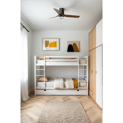 FARO 33835WT-1TW - LED Димируем таванен вентилатор MINI PUNT TUB S LED/10W/230V 2700/4000/6000K кафяв/черен Ø 90 см Wi-Fi Tuya + дистанционно управление