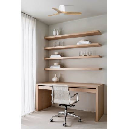 FARO 33836 - Вентилатор за таван HEYWOOD TUB S бор/бял Ø 90 см + дистанционно управление