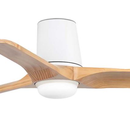 FARO 33836WT-1TW - LED таванен вентилатор с възможност за димиране HEYWOOD TUB S LED/10W/230V 2700/3000/4000K бор/бял Ø 90 см Wi‑Fi Tuya + дистанционно управление