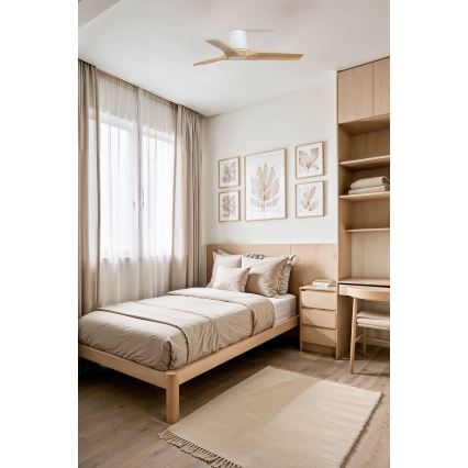 FARO 33836WT - Вентилатор за таван HEYWOOD TUB S бор/бял Ø 90 см Wi-Fi Tuya + дистанционно управление