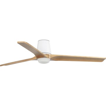 FARO 33838WT-1TW - LED Димируем таванен вентилатор HEYWOOD TUB L LED/10W/230V 2700/4000/6000K бор/бял Ø 132 см Wi-Fi Tuya + дистанционно управление