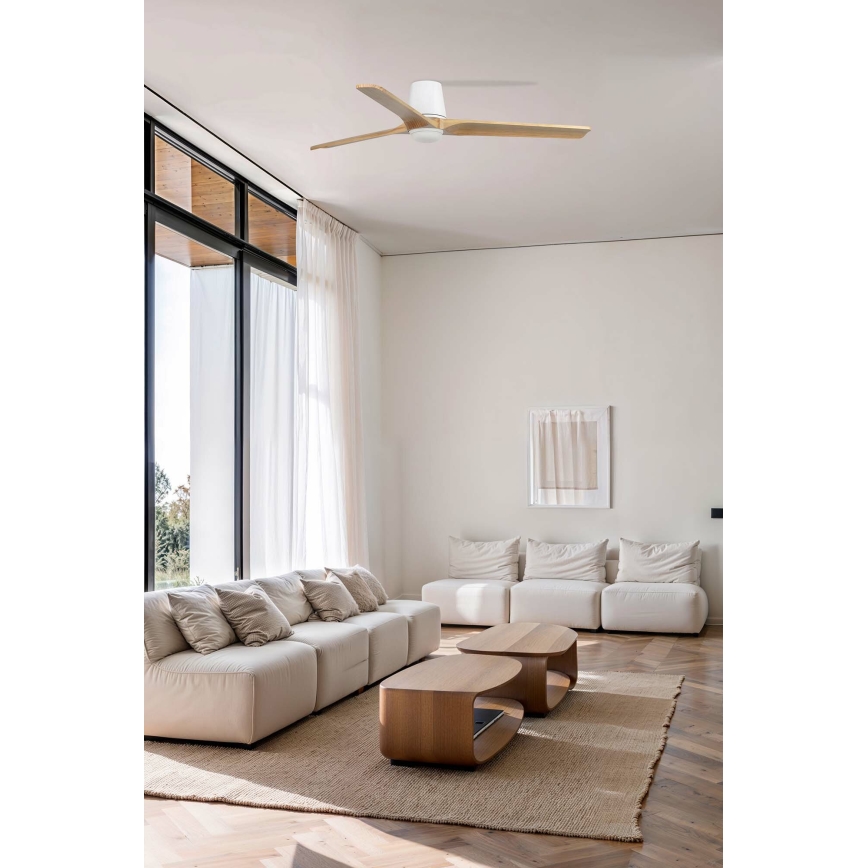 FARO 33838WT-1TW - LED Димируем таванен вентилатор HEYWOOD TUB L LED/10W/230V 2700/4000/6000K бор/бял Ø 132 см Wi-Fi Tuya + дистанционно управление