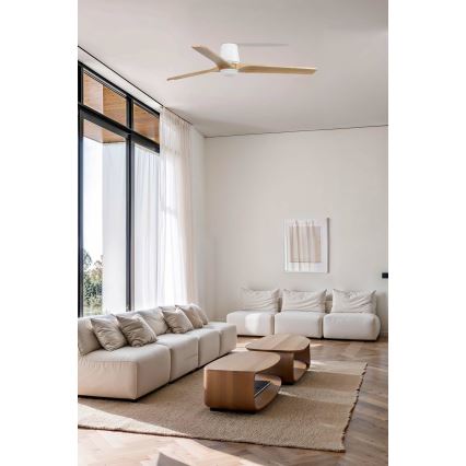 FARO 33838WT-1TW - Димируем LED таванен вентилатор HEYWOOD TUB L LED/10W/230V 2700/3000/4000K бор/бял Ø 132 cm Wi-Fi Tuya + дистанционно управление