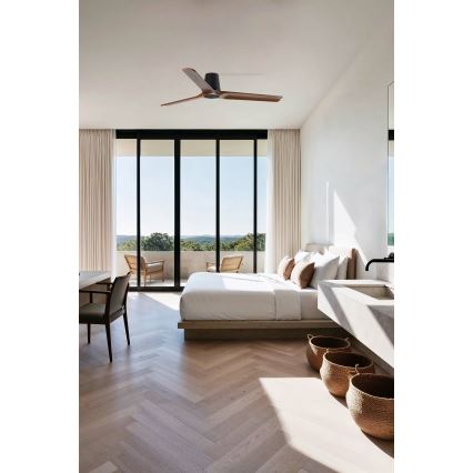 FARO 33839 - Таванен вентилатор HEYWOOD TUB L бор/черен пр. 132 см + дистанционно управление