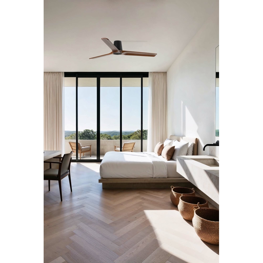 FARO 33839 - Таванен вентилатор HEYWOOD TUB L бор/черен пр. 132 см + дистанционно управление