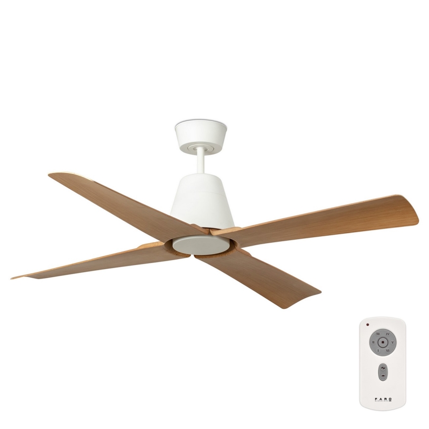 FARO 34105 - Вентилатор за таван TYPHOON M кафяв/бял Ø 130 см IP44 + дистанционно управление