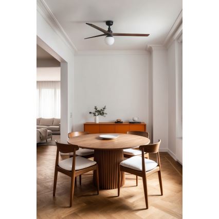 FARO 34276-11L - Вентилатор за таван KLIM L 1xE27/15W/230V орех/черен Ø 150 см + дистанционно управление