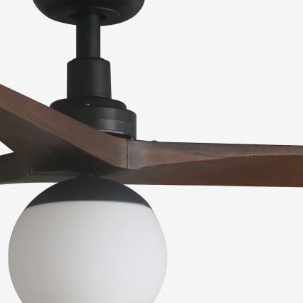 FARO 34276-11L - Вентилатор за таван KLIM L 1xE27/15W/230V орех/черен Ø 150 см + дистанционно управление