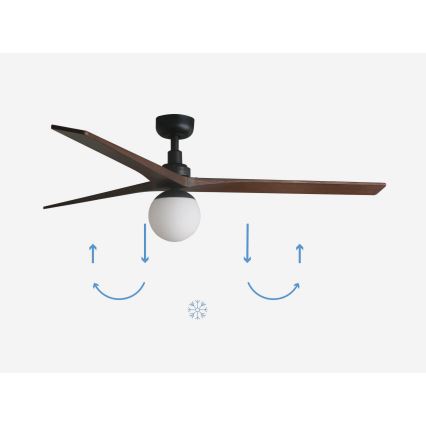 FARO 34276-11L - Вентилатор за таван KLIM L 1xE27/15W/230V орех/черен Ø 150 см + дистанционно управление