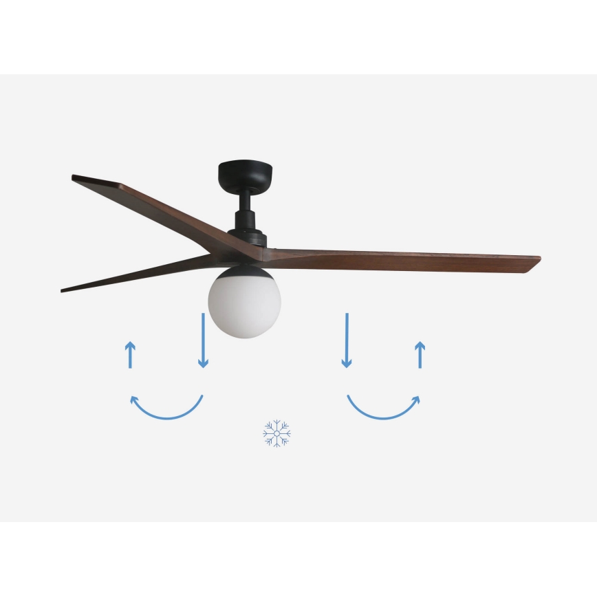 FARO 34276-11L - Вентилатор за таван KLIM L 1xE27/15W/230V орех/черен Ø 150 см + дистанционно управление