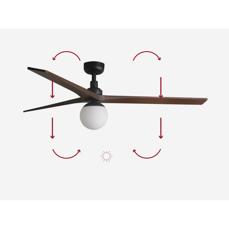 FARO 34276-11L - Вентилатор за таван KLIM L 1xE27/15W/230V орех/черен Ø 150 см + дистанционно управление