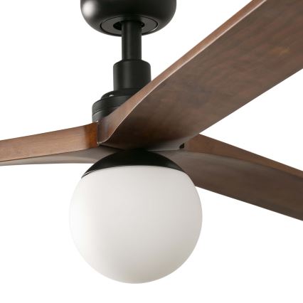 FARO 34276WT-11L - Вентилатор за таван KLIM L 1xE27/15W/230V орех/черен Ø 150 см Wi-Fi Tuya + дистанционно управление