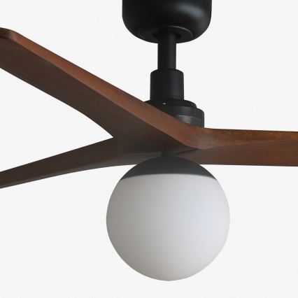 FARO 34277-11L - Вентилатор за таван KLIM M 1xE27/15W/230V орех/черен Ø 125 см + дистанционно управление