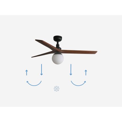 FARO 34277-11L - Вентилатор за таван KLIM M 1xE27/15W/230V орех/черен Ø 125 см + дистанционно управление