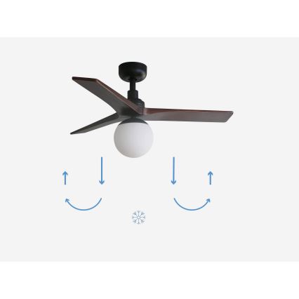 FARO 34278-11L - Вентилатор за таван KLIM S 1xE27/15W/230V дърво/черен Ø 92,5 см + дистанционно управление