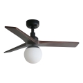 FARO 34278WT-11L - Таванен вентилатор KLIM S 1xE27/15W/230V орех/черен пр. 92,5 см Wi-Fi Tuya + дистанционно управление
