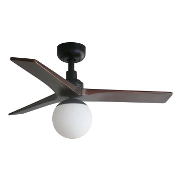 FARO 34278WT-11L - Вентилатор за таван KLIM S 1xE27/15W/230V дърво/черен Ø 92,5 см Wi-Fi Tuya + дистанционно управление