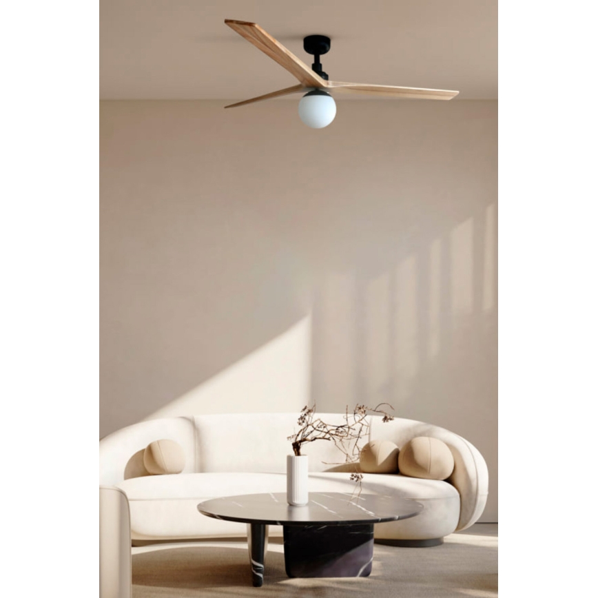 FARO 34282-11L - Вентилатор за таван KLIM L 1xE27/15W/230V дърво/черен Ø 150 см + дистанционно управление