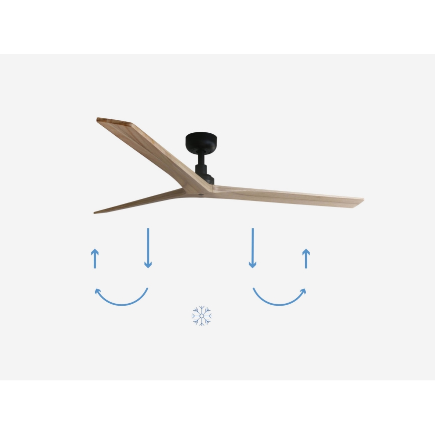 FARO 34282 - Вентилатор за таван KLIM L бор/черен Ø 150 см + дистанционно управление