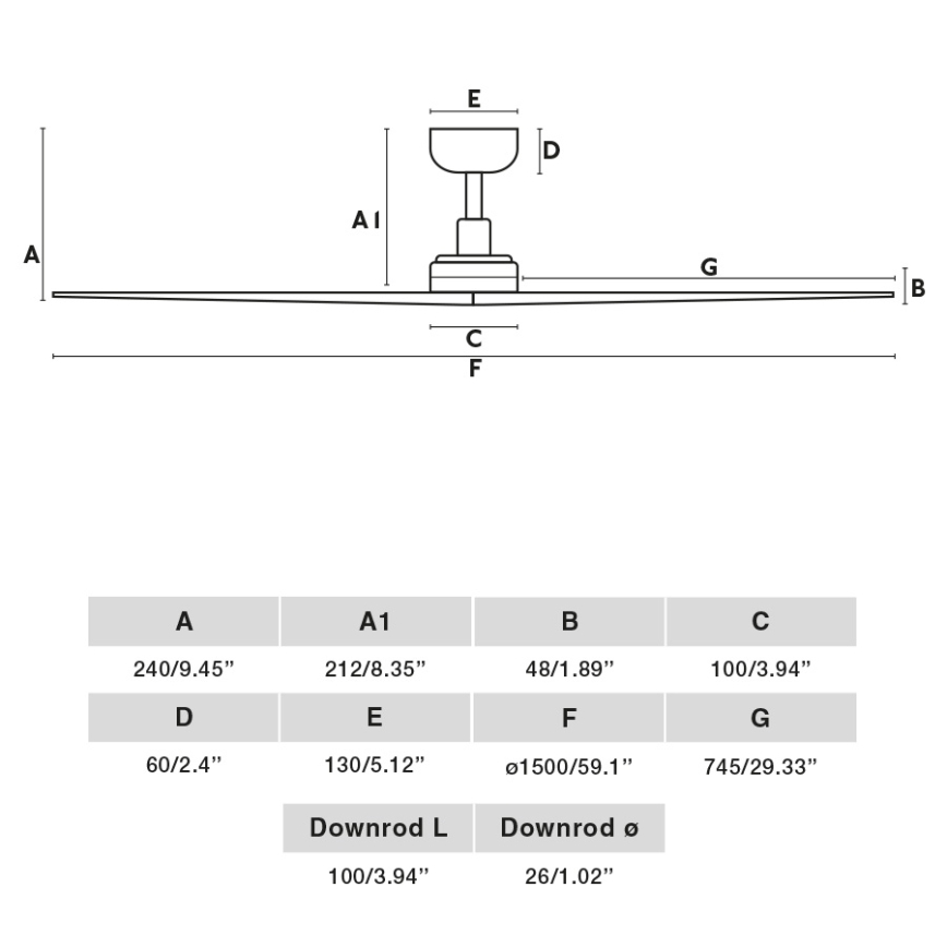 FARO 34282 - Вентилатор за таван KLIM L бор/черен Ø 150 см + дистанционно управление