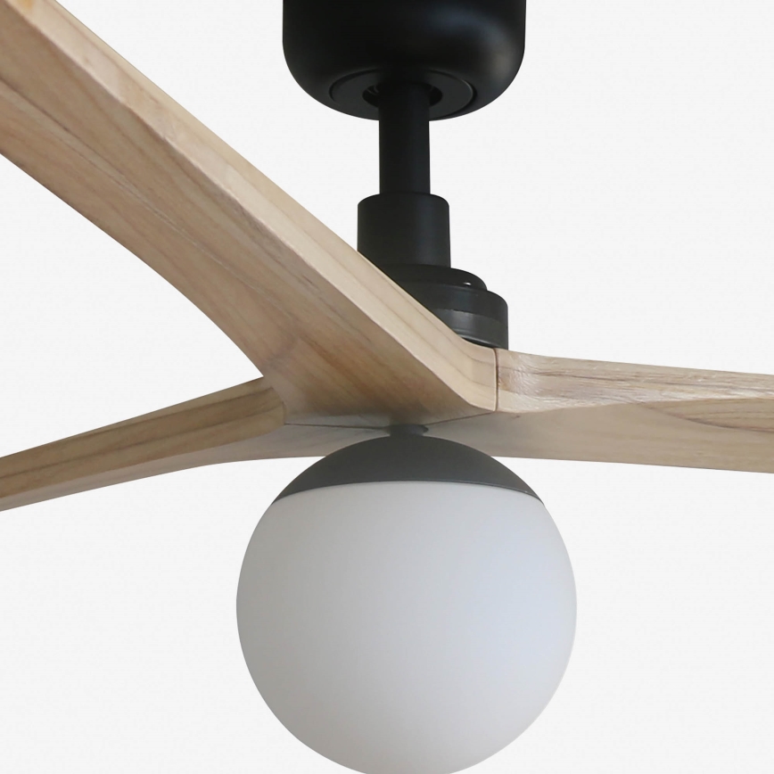 FARO 34282WT-11L - Таванен вентилатор KLIM L 1xE27/15W/230V борова дървесина/черен Ø 150 см Wi-Fi Tuya + дистанционно управление