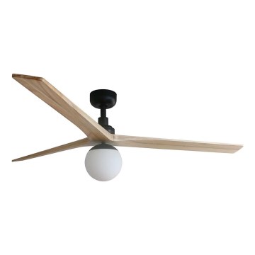 FARO 34282WT-11L - Таванен вентилатор KLIM L 1xE27/15W/230V борова дървесина/черен Ø 150 см Wi-Fi Tuya + дистанционно управление