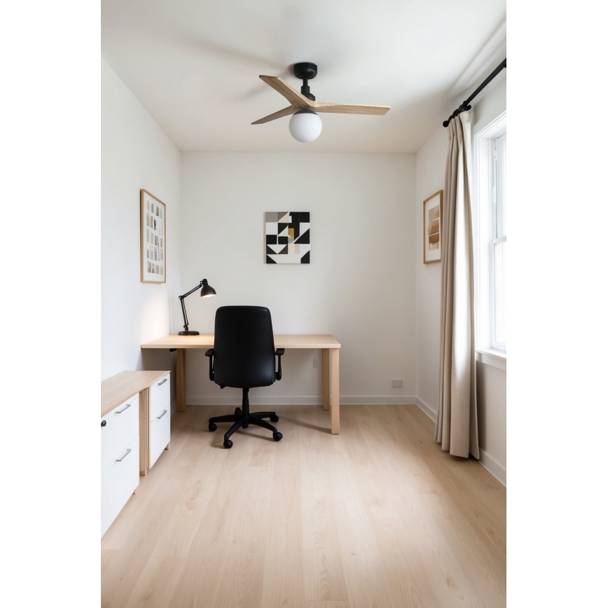 FARO 34284-11L - Вентилатор за таван KLIM S 1xE27/15W/230V бор/черен Ø 92,5 см + дистанционно управление