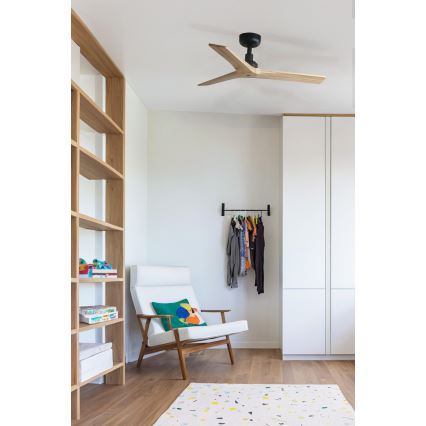 FARO 34284 - Вентилатор за таван KLIM S бор/черен Ø 92,5 см + дистанционно управление