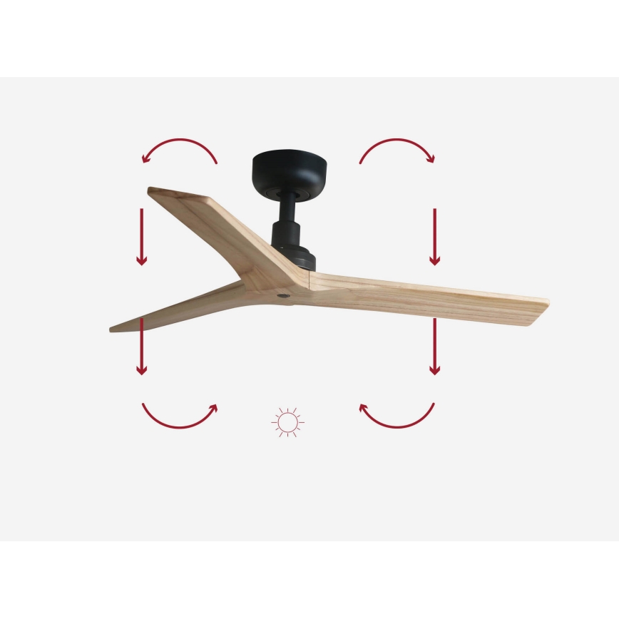 FARO 34284 - Вентилатор за таван KLIM S бор/черен Ø 92,5 см + дистанционно управление