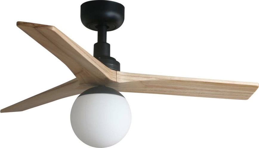 FARO 34284WT-11L - Таванен вентилатор KLIM S 1xE27/15W/230V борова дървесина/черен пр. 92,5 см Wi-Fi Tuya + дистанционно управление