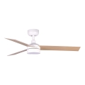 FARO 34295WT1S - LED таванен вентилатор RUDDER S с вграден LED 18W, 230V, 2700/3000/4000K, Ø 106 см, бежов/бял, Wi‑Fi Tuya + дистанционно управление