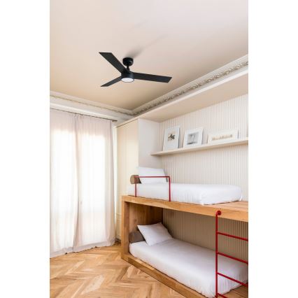 FARO 34296-1TW - LED димируем таванен вентилатор RUDDER S LED/18W/230V 2700/3000/4000K Ø 106 см черен + дистанционно управление