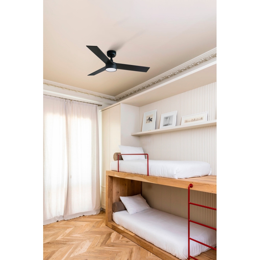 FARO 34296-1TW - LED димируем таванен вентилатор RUDDER S LED/18W/230V 2700/3000/4000K Ø 106 см черен + дистанционно управление