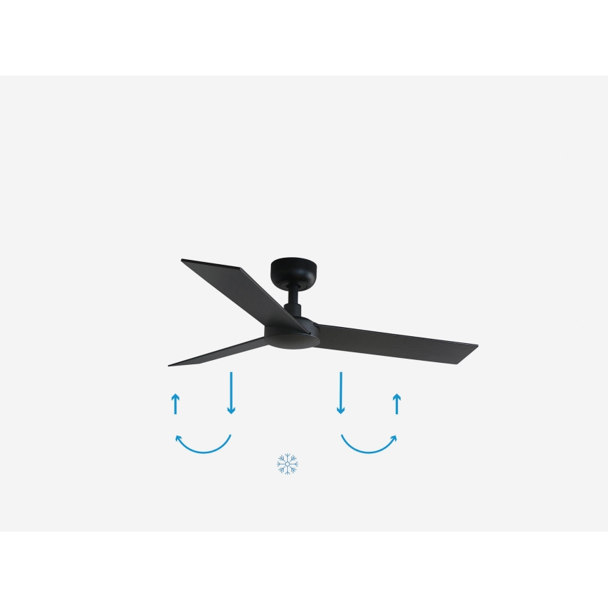 FARO 34296WP - Вентилатор за таван RUDDER S черен Ø 106 см SMART + дистанционно управление