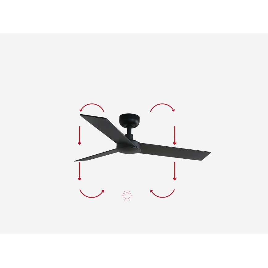 FARO 34296WP - Вентилатор за таван RUDDER S черен Ø 106 см SMART + дистанционно управление