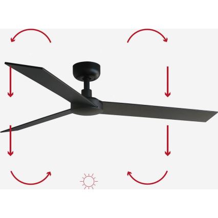 FARO 34298WP - Вентилатор за таван RUDDER L черен Ø 132 см SMART + дистанционно управление