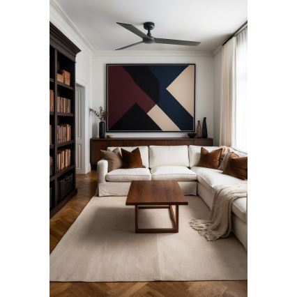 FARO 34298WT - Вентилатор за таван RUDDER L черен/венге Ø 132 см Wi-Fi Tuya + дистанционно управление