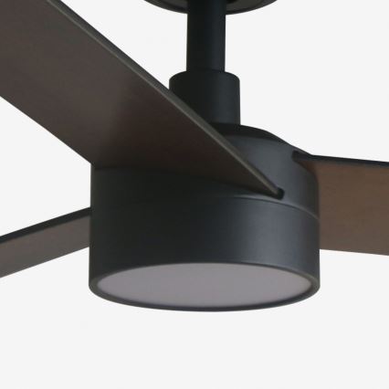 FARO 34298WT1S - LED димируем таванен вентилатор RUDDER L LED/18W/230V 2700/3000/4000K пр. 132 cm кафяв/черен Wi-Fi Tuya + дистанционно управление