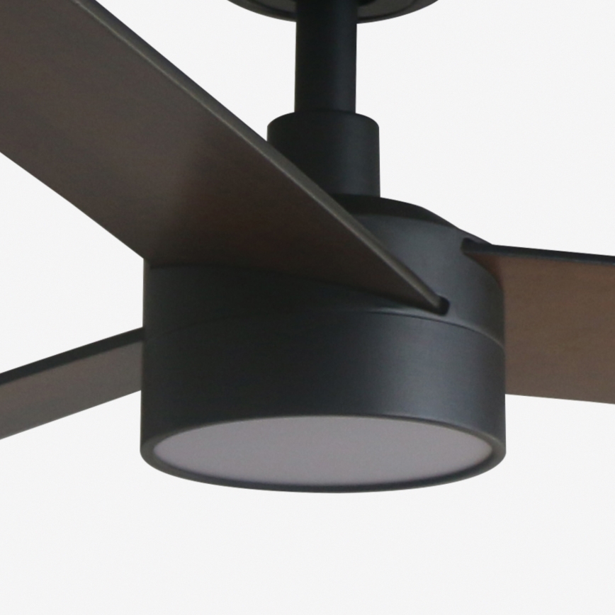 FARO 34298WT1S - LED димируем таванен вентилатор RUDDER L LED/18W/230V 2700/3000/4000K пр. 132 cm кафяв/черен Wi-Fi Tuya + дистанционно управление