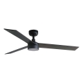 FARO 34298WT1S - LED димируем таванен вентилатор RUDDER L LED/18W/230V 2700/3000/4000K пр. 132 cm кафяв/черен Wi-Fi Tuya + дистанционно управление
