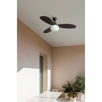 FARO 34301-11L - Вентилатор за таван PALMA 1xE27/15W/230V кафяв Ø 129 см IP44 + дистанционно управление