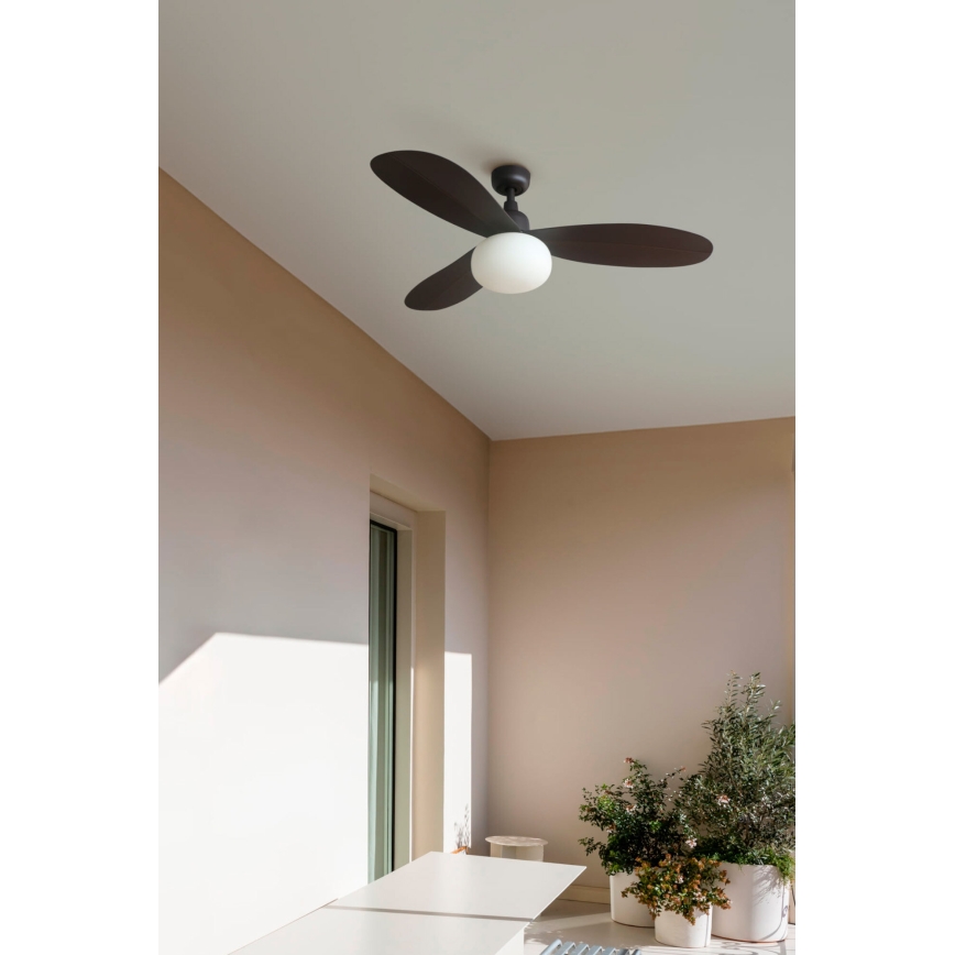 FARO 34301-11L - Вентилатор за таван PALMA 1xE27/15W/230V кафяв Ø 129 см IP44 + дистанционно управление