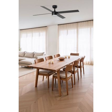 FARO 34356-1TW - LED Димируем таванен вентилатор RUDDER L LED/20W/230V черен/кафяв Ø 132 см + дистанционно управление