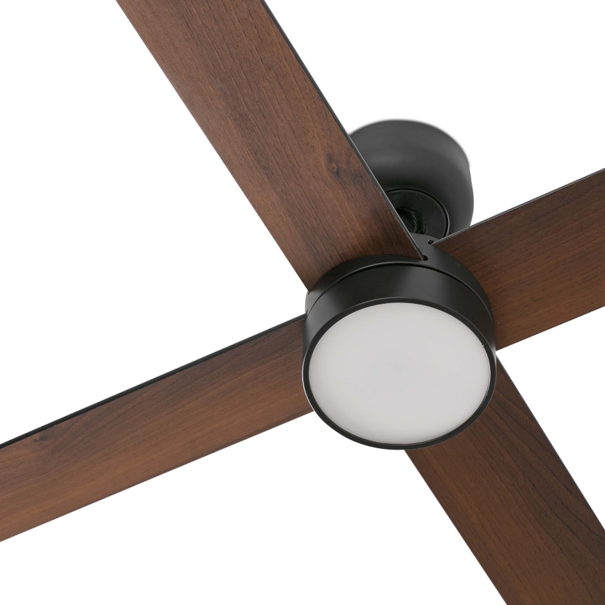 FARO 34356-1TW - LED Димируем таванен вентилатор RUDDER L LED/20W/230V черен/кафяв Ø 132 см + дистанционно управление