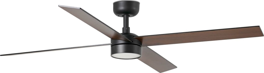 FARO 34356WT-1TW - LED Димируем таванен вентилатор RUDDER L LED/18W/230V 2700/4350/6000K кафяв/черен Ø 132 см Wi-Fi Tuya + дистанционно управление