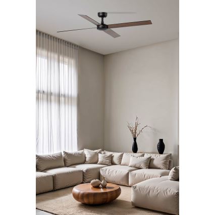 FARO 34356WT - Вентилатор за таван RUDDER L кафяв/черен Ø 132 см Wi-Fi Tuya + дистанционно управление