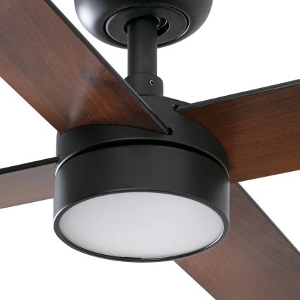 FARO 34356WT1S - LED димируем таванен вентилатор RUDDER L LED/18W/230V 2700/3000/4000K Ø 132 см кафяв/черен Wi-Fi Tuya + дистанционно управление