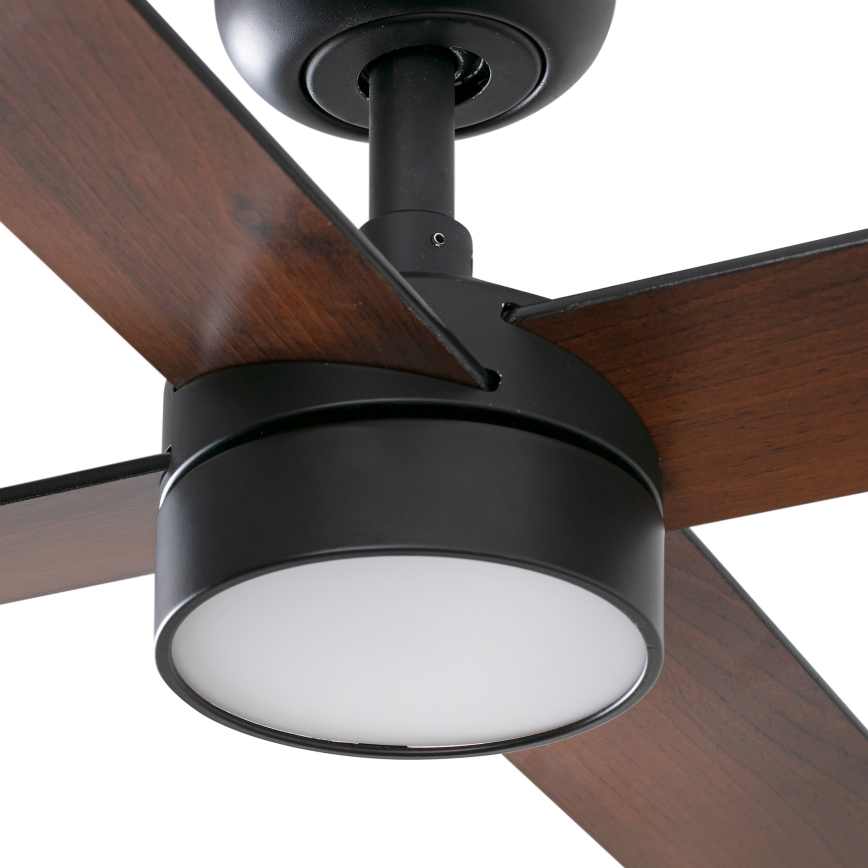 FARO 34356WT1S - LED димируем таванен вентилатор RUDDER L LED/18W/230V 2700/3000/4000K Ø 132 см кафяв/черен Wi-Fi Tuya + дистанционно управление