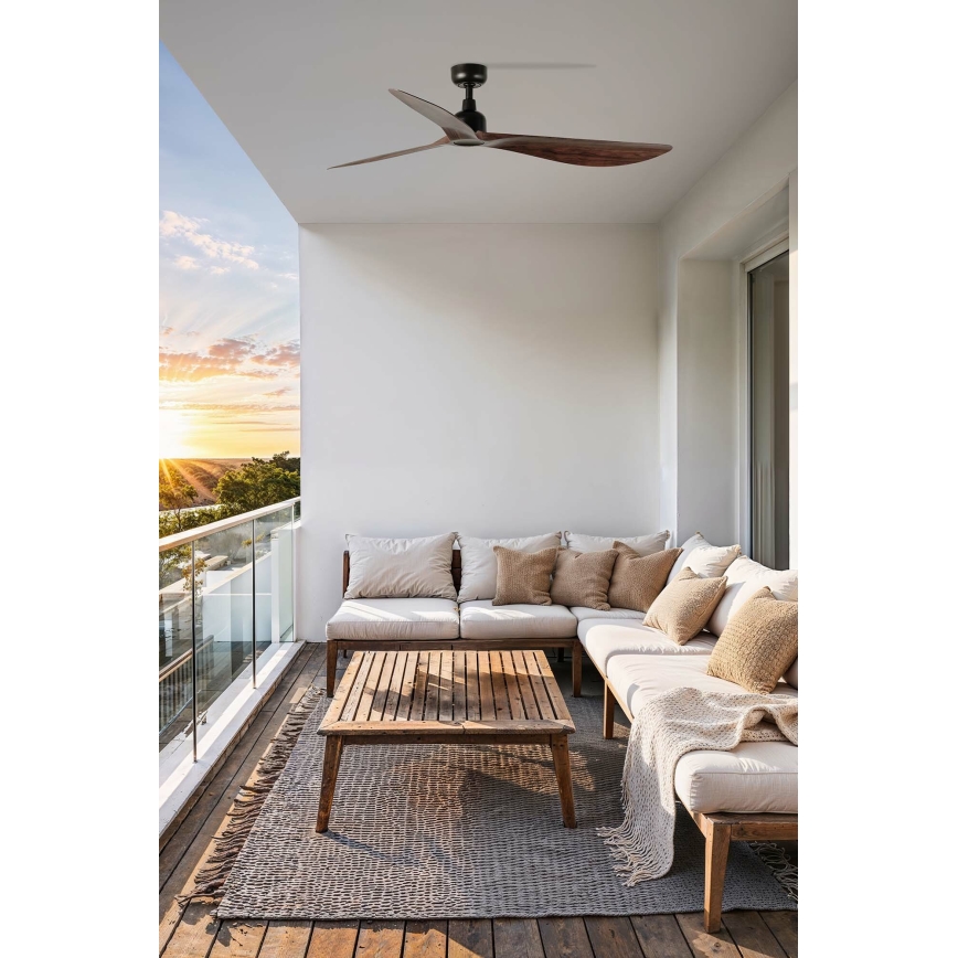 FARO 34362 - Вентилатор за таван OUTWOOD L кафяв/черен Ø 150 см IP44 + дистанционно управление